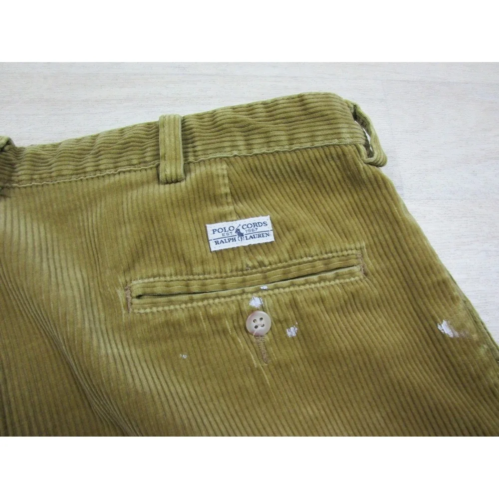Polo Ralph Lauren Andrew Pant Corduroy Trousers Men's 33x27‎ Tan Pleated Vintage